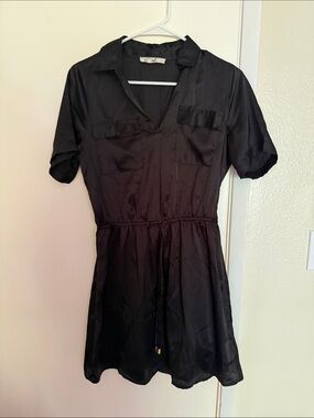 Blush Black Short Sleeve Mini Shirt Dress